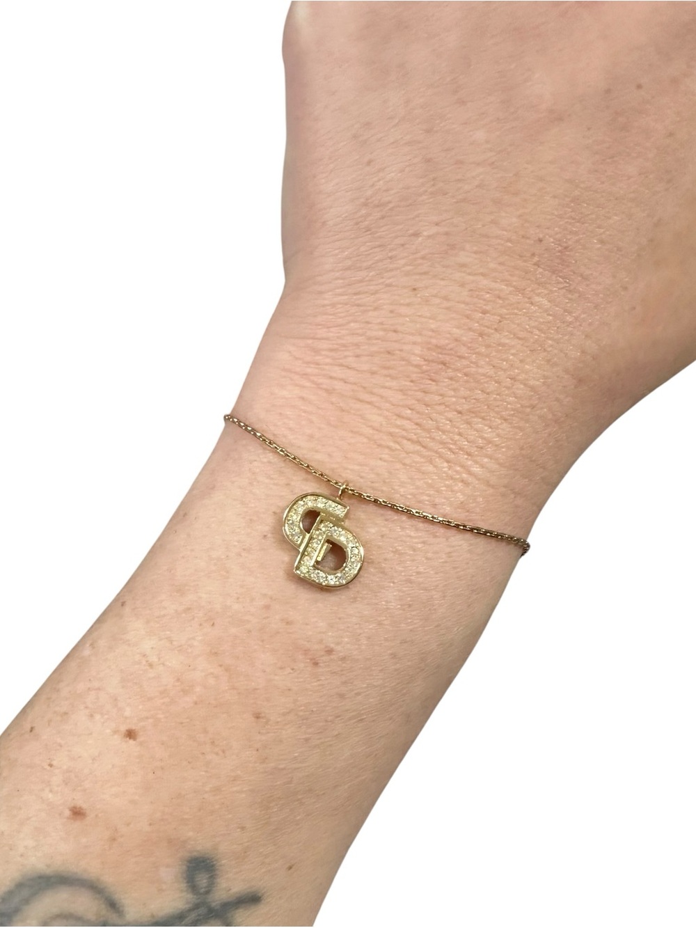 Christian Dior Gold & Crystal “CD” Initials Engraved Vintage Bracelet - Picture 8 of 13